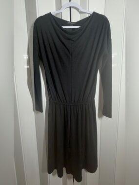 Banana Republic Black Long Sleeve Draped Waist Dress